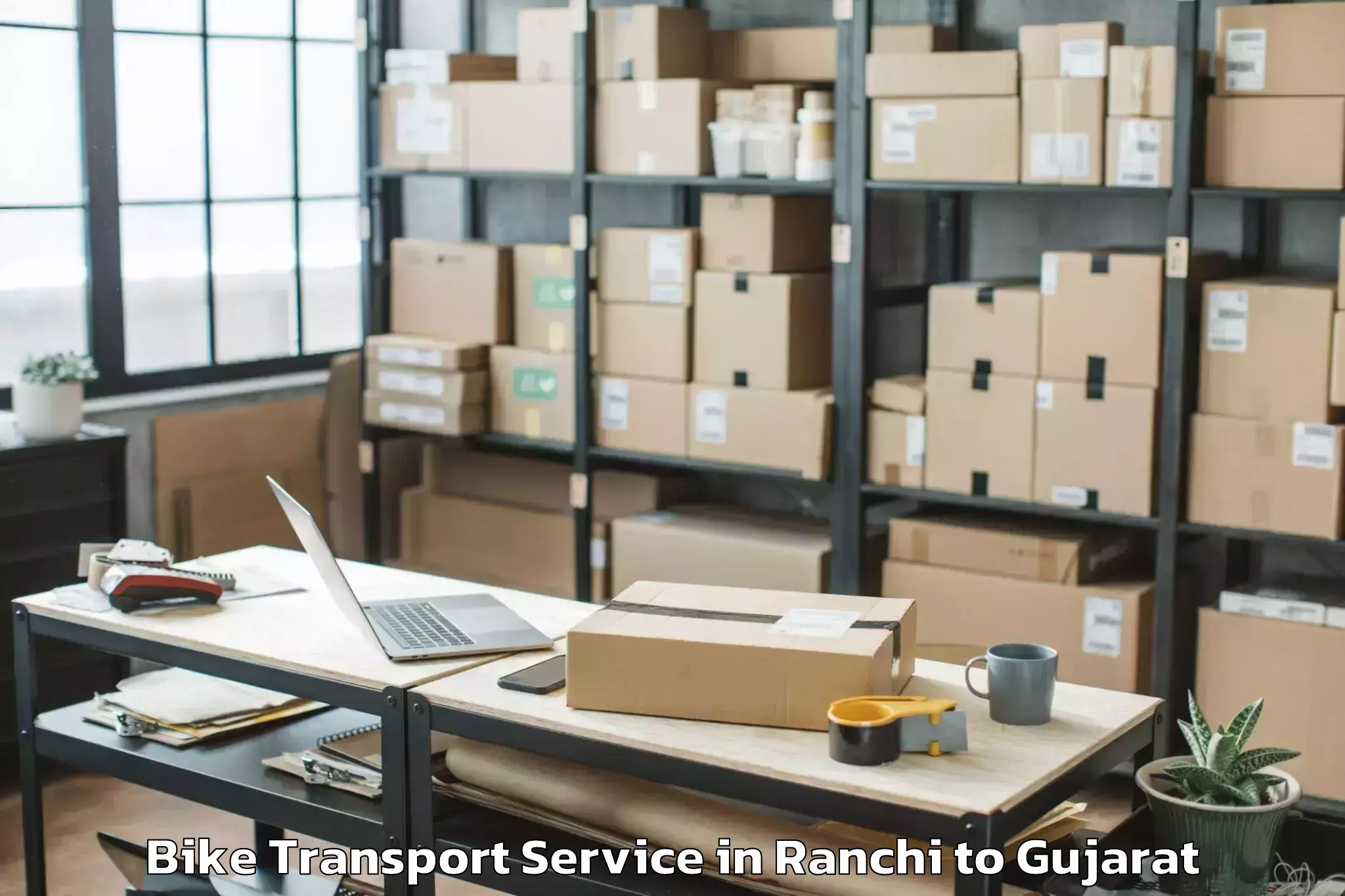 Professional Ranchi to Dhanera Bike Transport